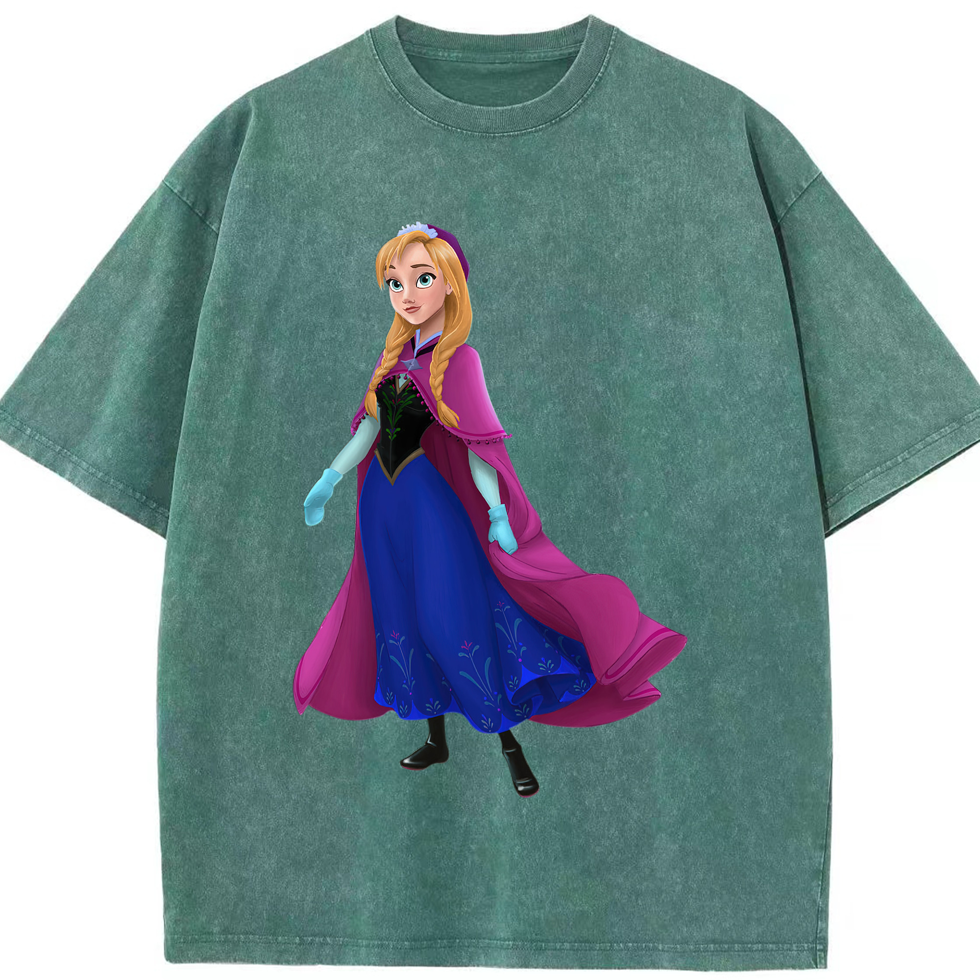 （画像用） アナと雪の女王 アンナ エルサ Frozen Anna Elsa 綿100% ヴィンテージ風 半袖Tシャツ（フロントプリント）